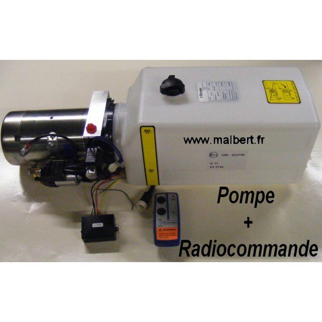 Pompe hydraulique 12v simple effet avec radio commande malbert /  3.1cm3