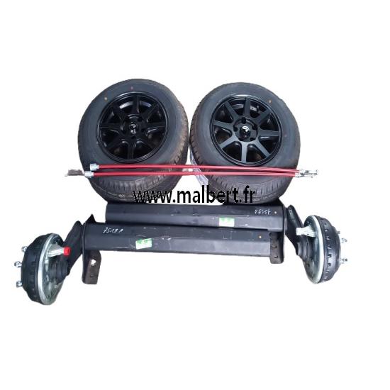 Ensemble Demi essieux 1350kg + 2 roues 185/70x14 jante Alu /